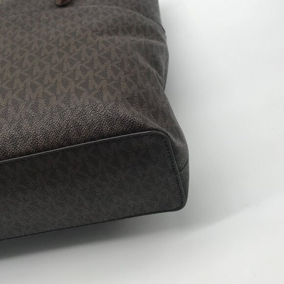 Michael Kors Brown Signature Top Zip Bedford Pocket Tote - Picture 8 of 12